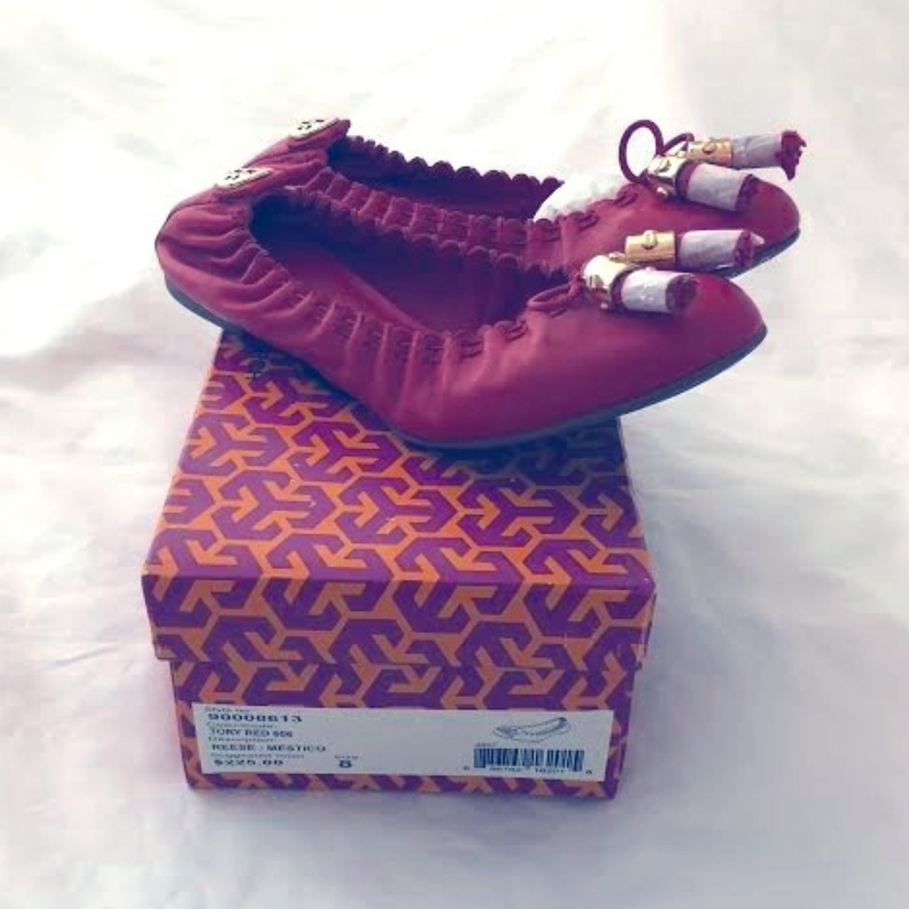 Tory Burch Reese Mestico Ballet Flats: Red, Size 8